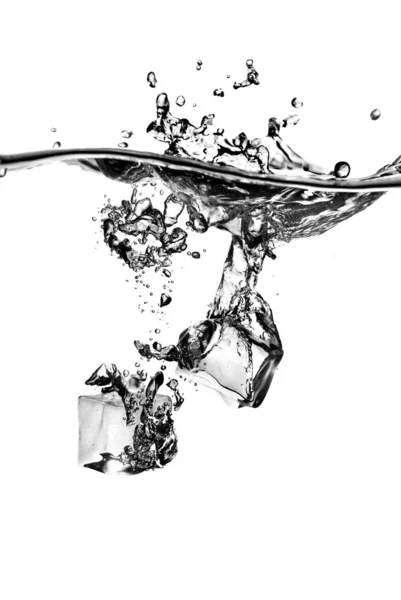 Eiswürfel mit Spritzwasser abgeworfen — Stockfoto