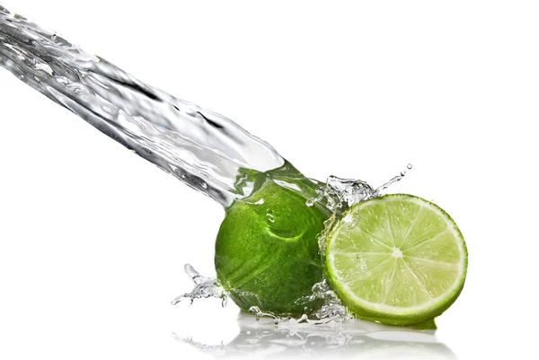 Víz-splash a lime — Stock Fotó