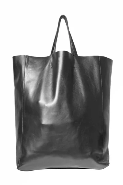 Lyxig svart läder kvinnliga väska — Stockfoto