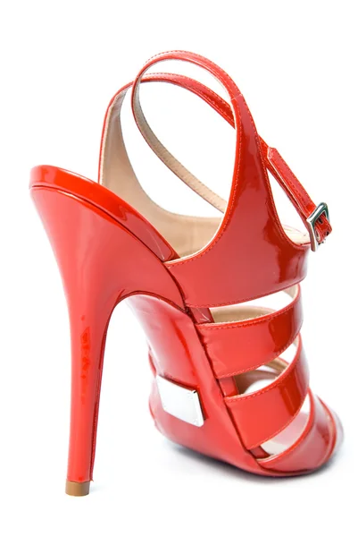 Κόκκινο Δερμάτινο γυναικείο παπούτσι — Φωτογραφία Αρχείου