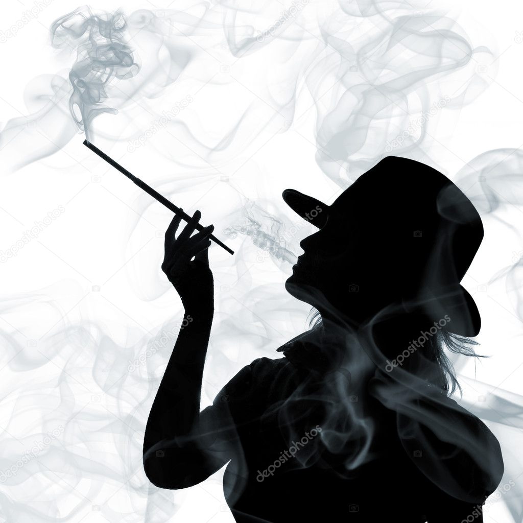Silhouette of smoking woman — Stock Photo © artjazz 3378988