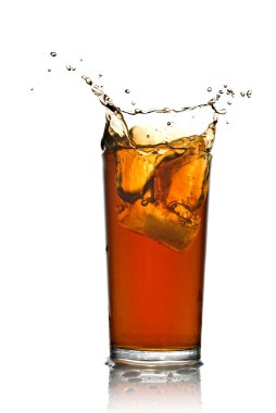 Beautiful splash of cola in glass clipart