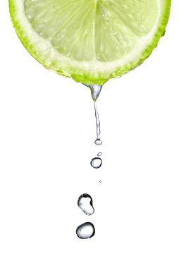 Fresh lime slice with water drops clipart