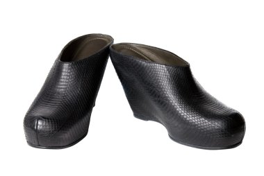 Black leather female shoes