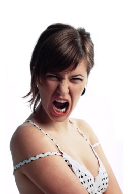 Angry screaming young woman clipart