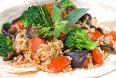 Macro of risotto with vegetables clipart