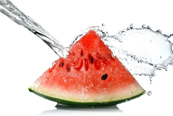 Wassermelone und Wasserspritzer — Stockfoto