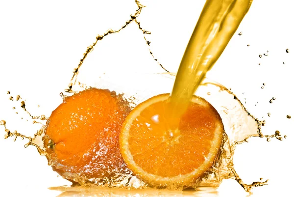 Vattenstänk på orange — Stockfoto