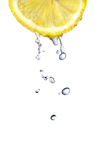 Fresh water drops on lemon — Stock fotografie