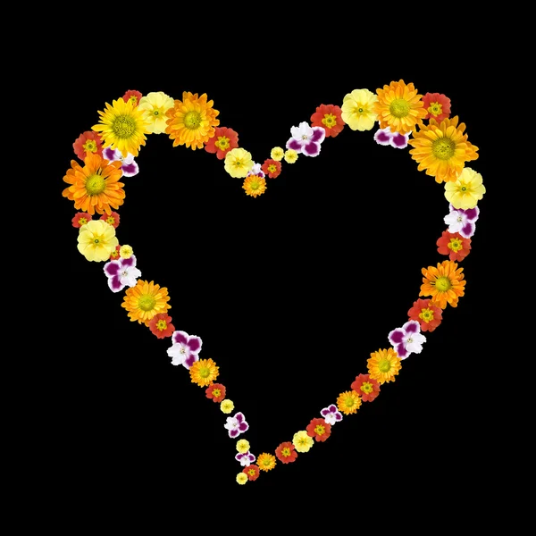 Symbol dekorativní srdce z barevné květy — Stock fotografie