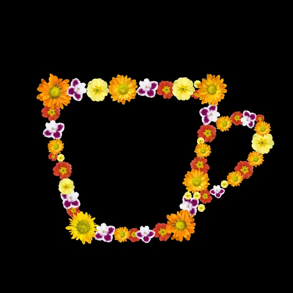 Декоративный символ чашки из цветных цветов — стоковое фото