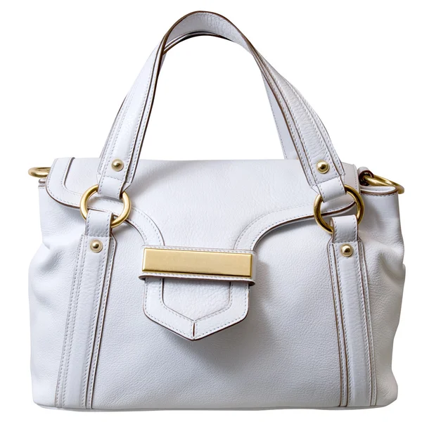 Luxury white leather female bag isolated on white — Stock Photo, Image