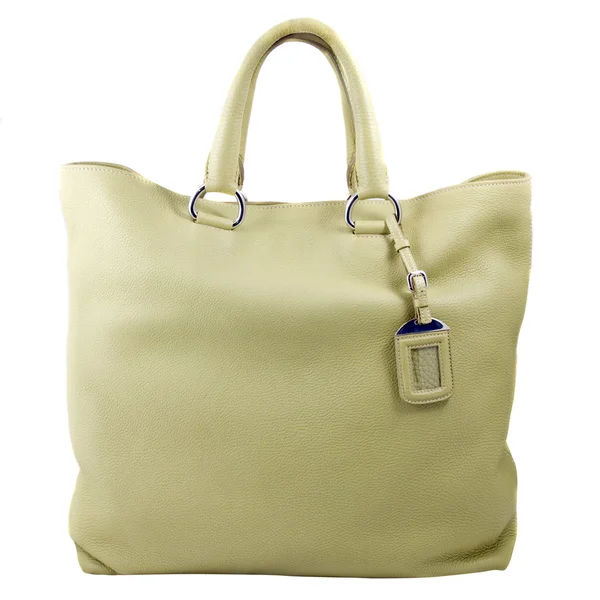 Lyxig grönt läder kvinnliga väska isolerad på vit — Stockfoto