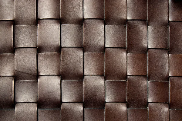 Fyrkant mörkbrunt läder textur — Stockfoto