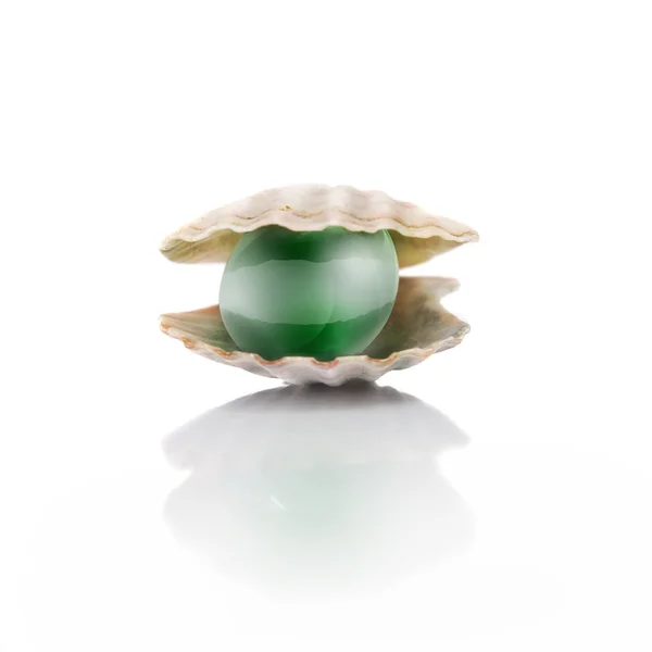 Stylized green pearl isolated on white — Stock Photo, Image