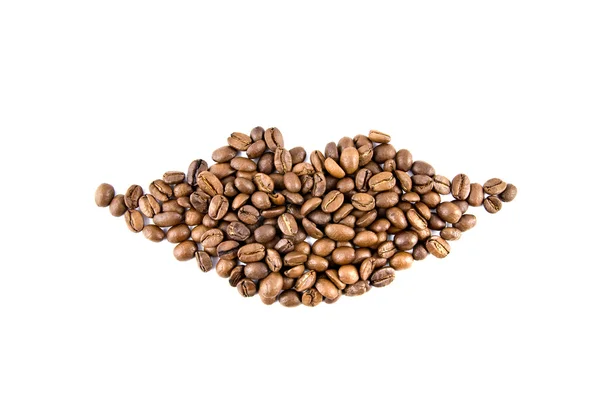 Lábios de grãos de café isolados em branco — Fotografia de Stock