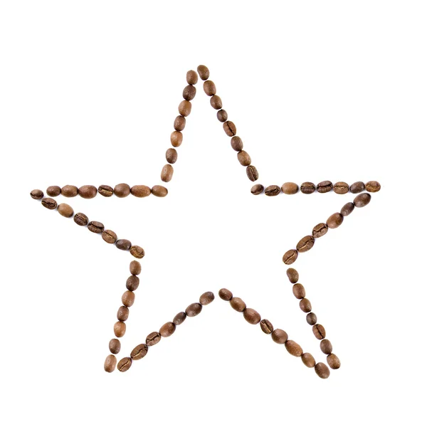 Estrela de grãos de café isolados em branco — Fotografia de Stock