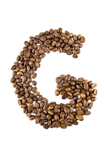 Kaffee Brief isoliert auf weiß — Stockfoto