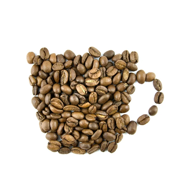 Tazza di caffè da chicchi di caffè isolati su bianco — Foto Stock