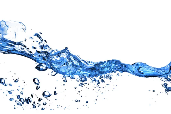 Vattenstänk med bubblor isolerad på vit — Stockfoto