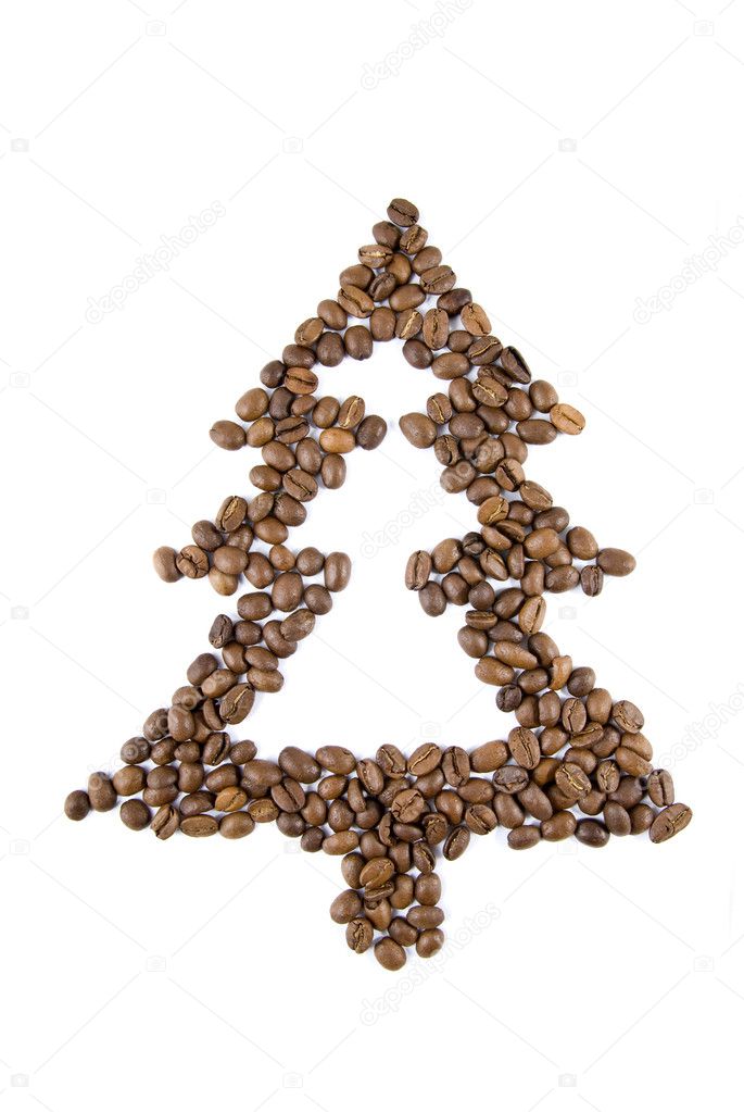 Fir-tree from coffee beans