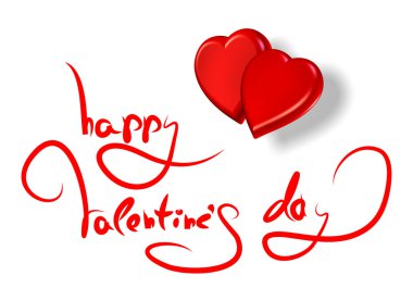 Greetings for valentine's day and red hearts isolated on white clipart