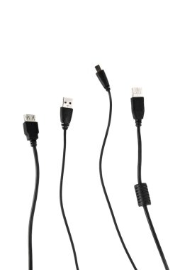 Various usb cable isolated on white clipart