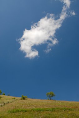 Summer mountains landscape with lonesome cloud clipart