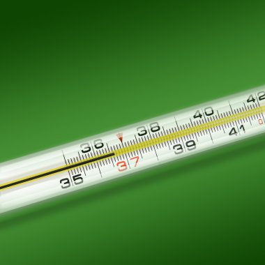 yeşil zemin üzerine yakın çekim termometre