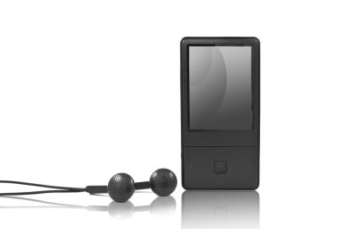 Mp3 player with headphones isolated clipart