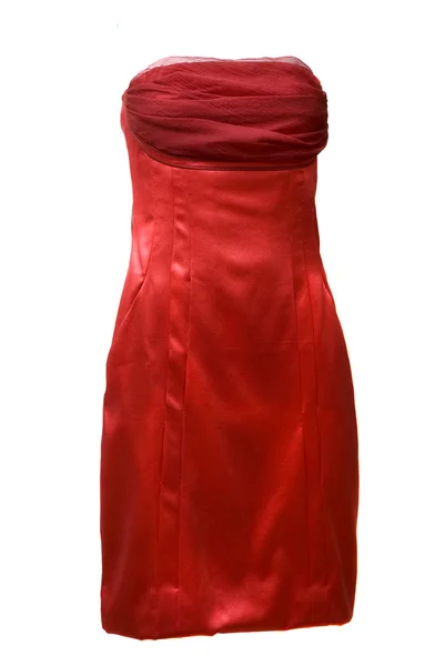 빨간 여성 드레스 흰색 절연 — 스톡 사진