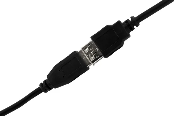 Cable USB conectado aislado en blanco —  Fotos de Stock