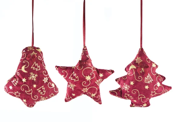 Las decoraciones navideñas - la campana, la estrella y el abeto —  Fotos de Stock
