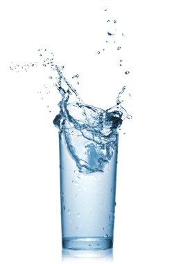 Water splash in glass isolated on white clipart