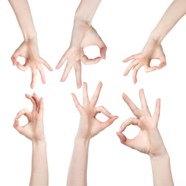 Hand OK sign isolated on white clipart