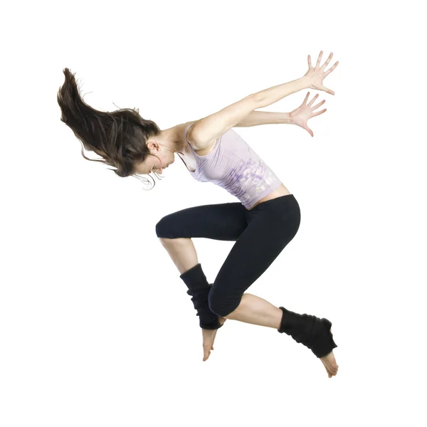 Saltando jovem dançarina — Fotografia de Stock