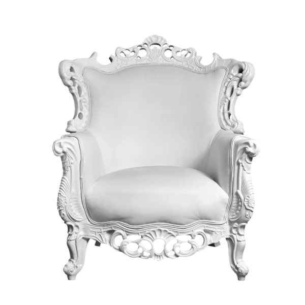 Antik beyaz deri koltuk üzerinde beyaz izole — Stok fotoğraf
