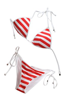 Red woman swimming suit isolated on white clipart