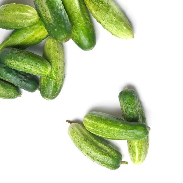 Green cucumbers isolated on white — Stock Photo, Image