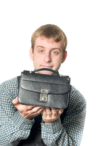 Бизнес предложение - мужчина с сумочкой — стоковое фото