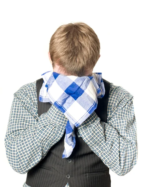 Depressed or sick man with handkerchief — Stock Photo, Image