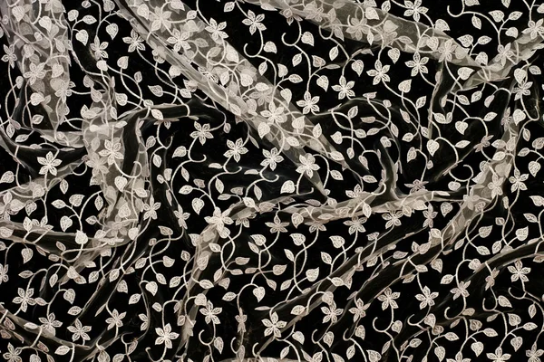 Hermoso tejido de encaje con flores —  Fotos de Stock