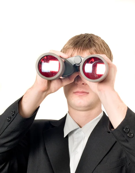 Businessman with binoculars searching for someth — Stock Photo, Image