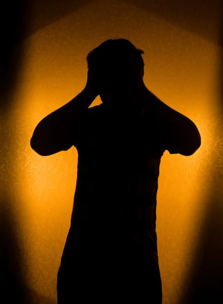 Depressão e dor - silhueta do homem — Fotografia de Stock