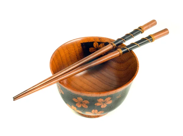 Японская посуда. Палочки для еды и миска — стоковое фото