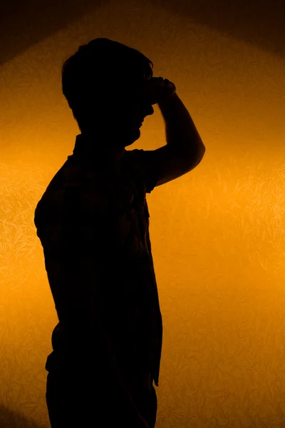 Looking forward. Back lit silhouette of confiden — Stock Photo, Image