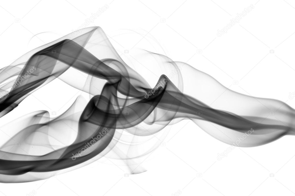 Black smoke Abstract waves on white