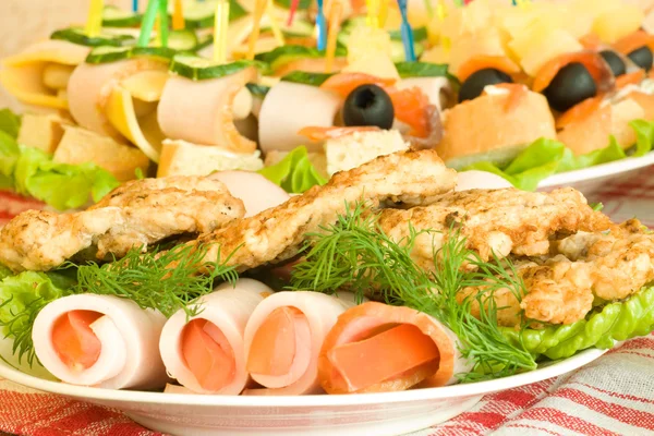 Banquet. Canape, chops and balyk — Stock Photo, Image
