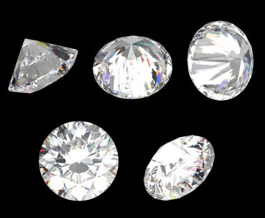 Top, bottom and different side views of diamond clipart