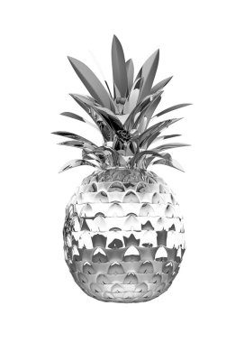 Chromed ananas with reflection isolated clipart